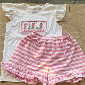 Adorable Seahorse Kids Matching Set in Pink and White